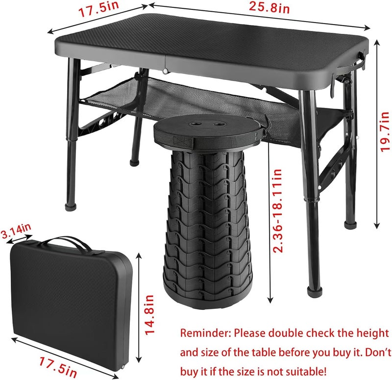 ZTMT Folding Table and Stool, Small, Black, 4 Foot Outdoor Portable Table, Adjustable Height, Camping, Picnic, RV Table, 55lbs Load-Bearing, Lightweight - Image 5